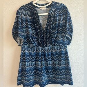 Halo Patterned Top Blouse Woman 1X Tunic